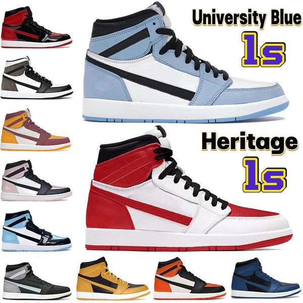 2022 1 1s boots basketball shoes heritage bred patent university blue atmosphere dark mocha 85 georgetown black white shattered75fd